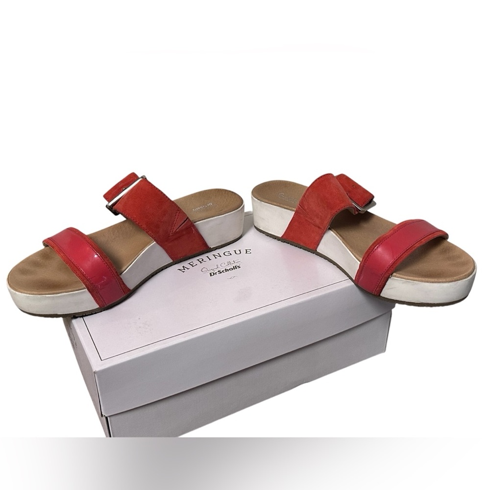 Dr. Scholl’s Original Frill Double Red Leather Strap Sandals with Buckle - Picture 3 of 8